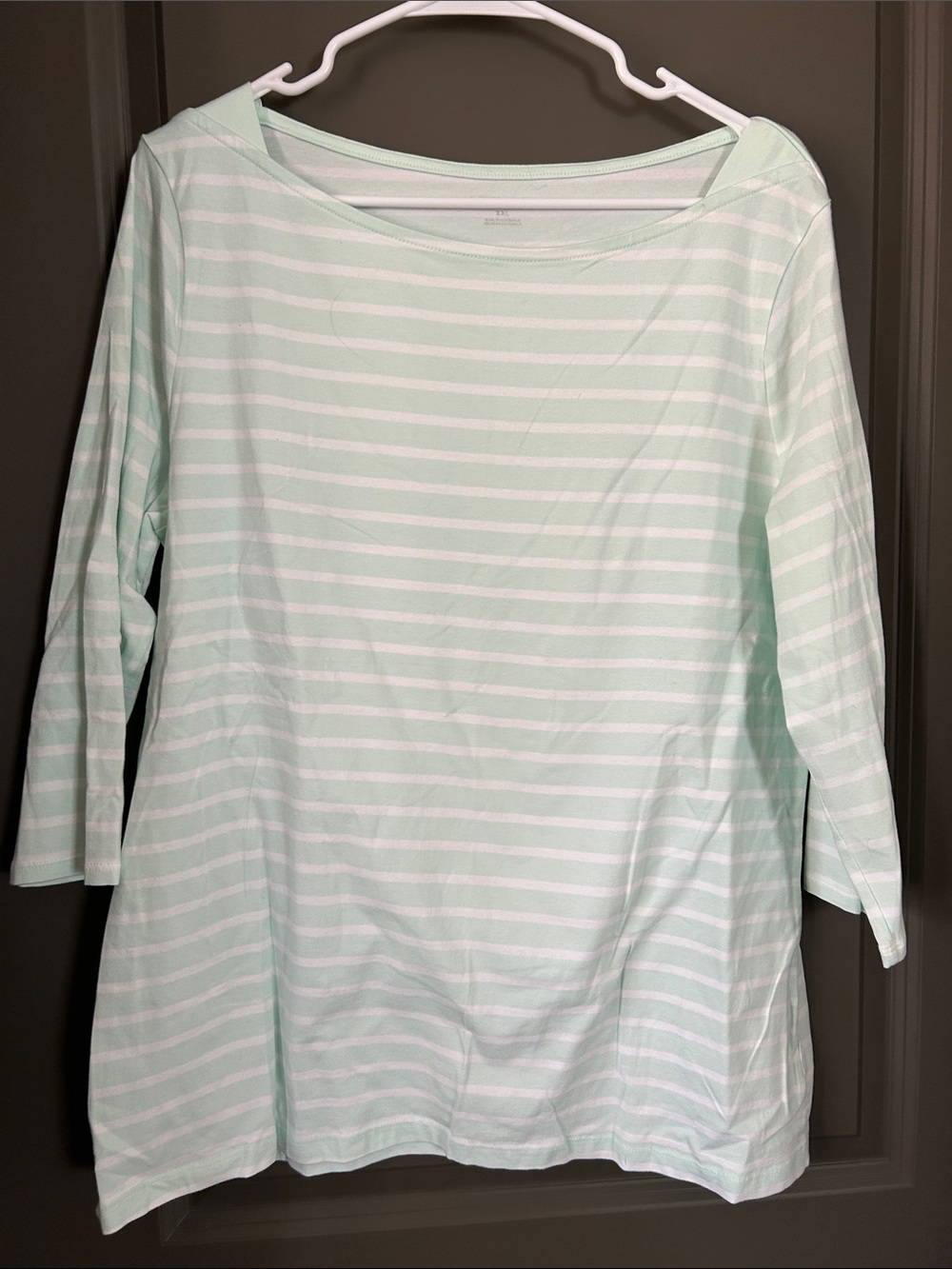 Merona Mint Green and White Striped Long Sleeve Top